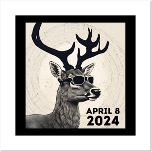 2024 Total Solar Eclipse April 8 Eclipse Watching Deer Buck Posters and Art